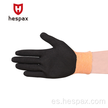 Guantes de nitrilo resistentes a un corte amarillo Hespax Guantes de HPPE agarrados por HPPE